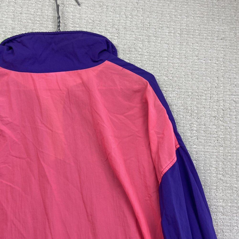 VTG "Rock me Baby" Patch Windbreaker Jacket Sz L Colorblock 90 Neon Bright Retro - Picture 15 of 16